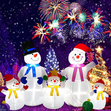 9 FT Long Christmas Inflatable Snowman Family of Five