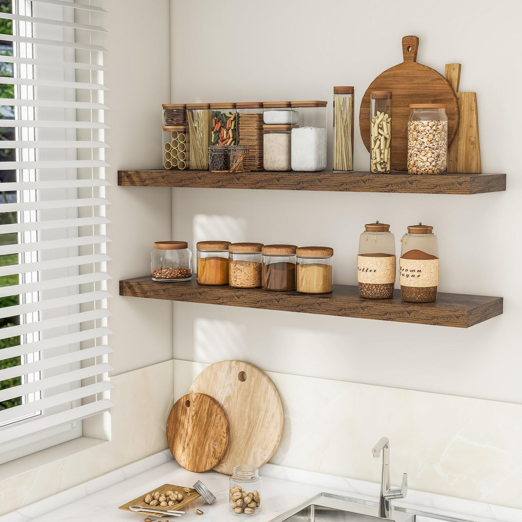 Long Floating Shelves for Wall 1Pack|Rustic Brown|48" Lx8 D