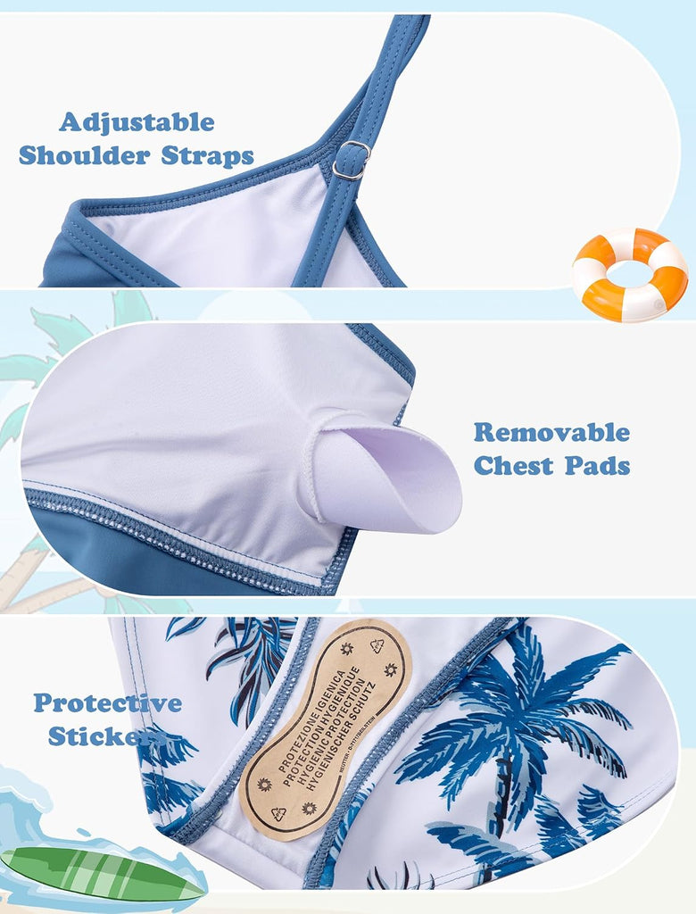 Girls Swimsuit 3 Piece Tankini Girls Swimwear Swim Shorts with Pockets Bathing Suit for Teen Girls