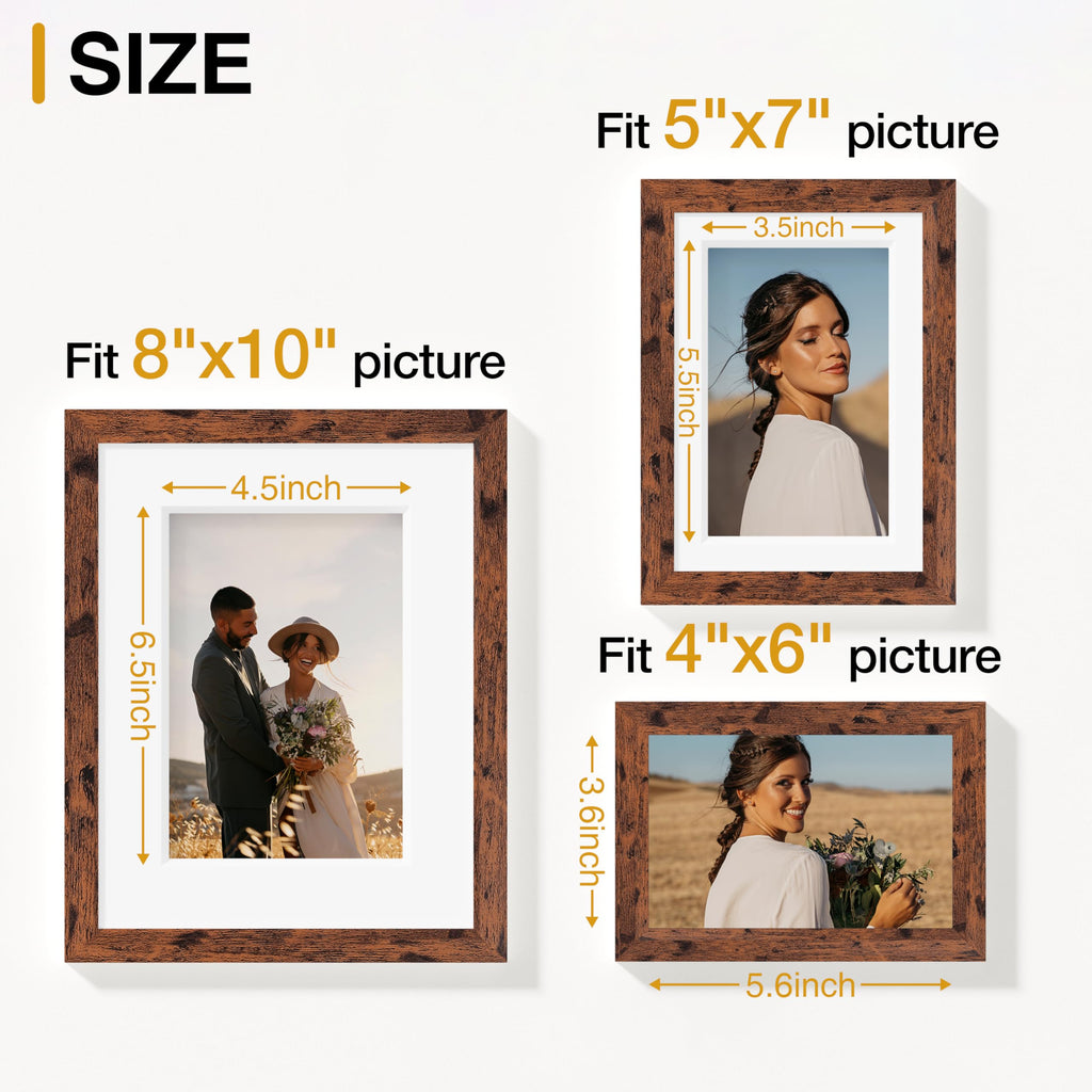 10 Pack Picture Frames Collage Wall Decor, Rustic Brown