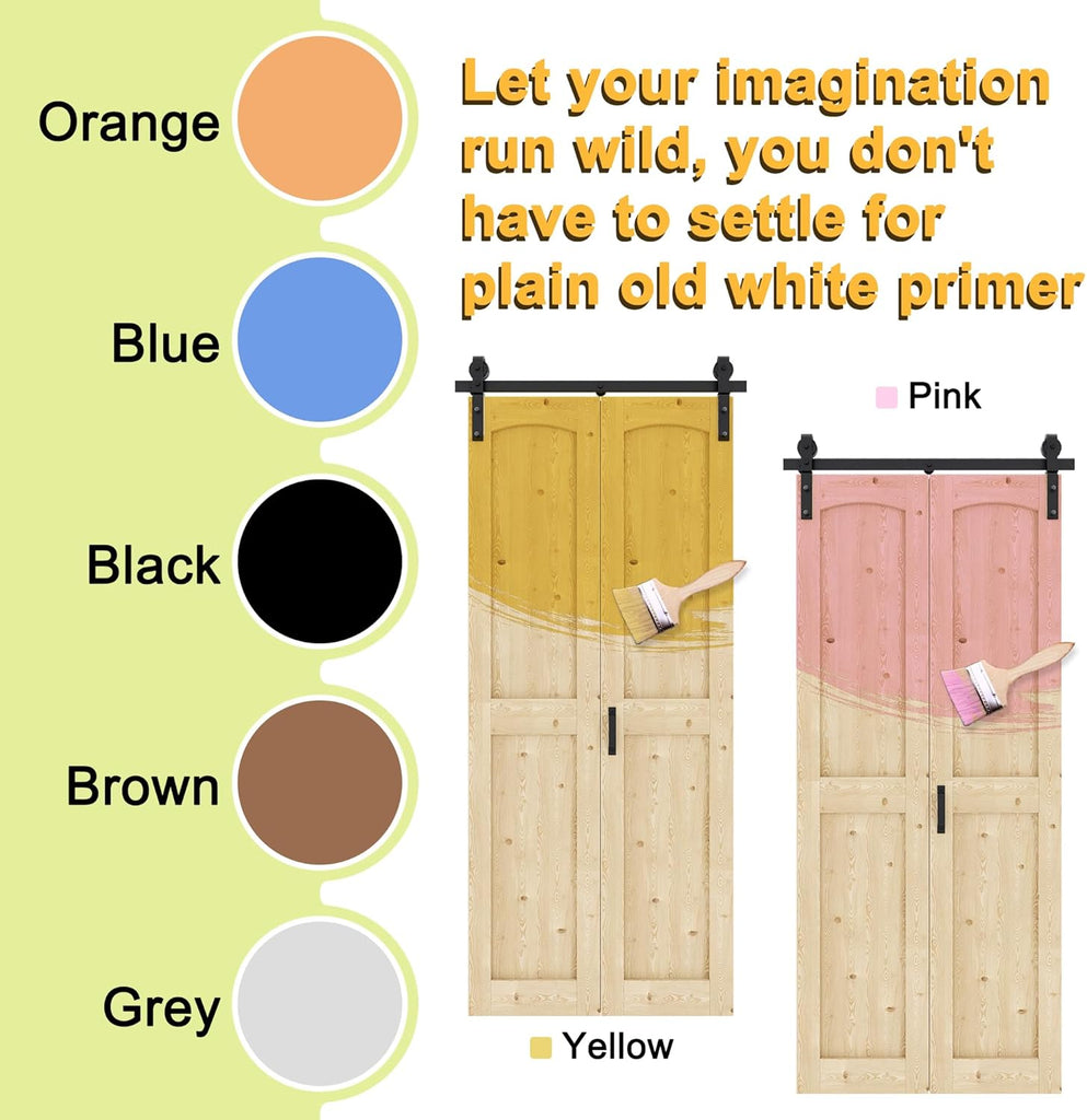 Water-Resistant Bifold Barn Door, 50" x 84" for 4 Closet Doors, Unfinished Bi Fold Barn Door with He