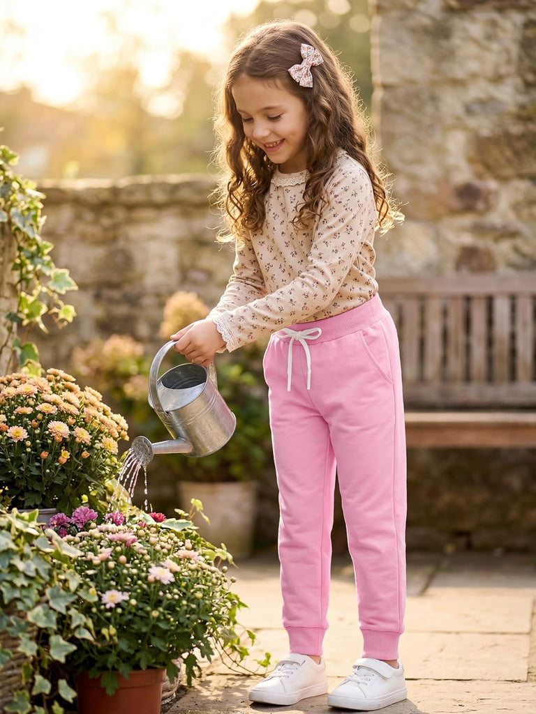 4 Pack Girls' and Toddler Sweatpants Kids Active Jogger Pants