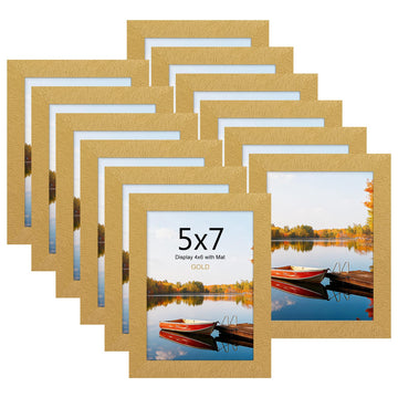 5x7 Picture Frame Set of 12, Modern Gallery Wall Frames, Gold