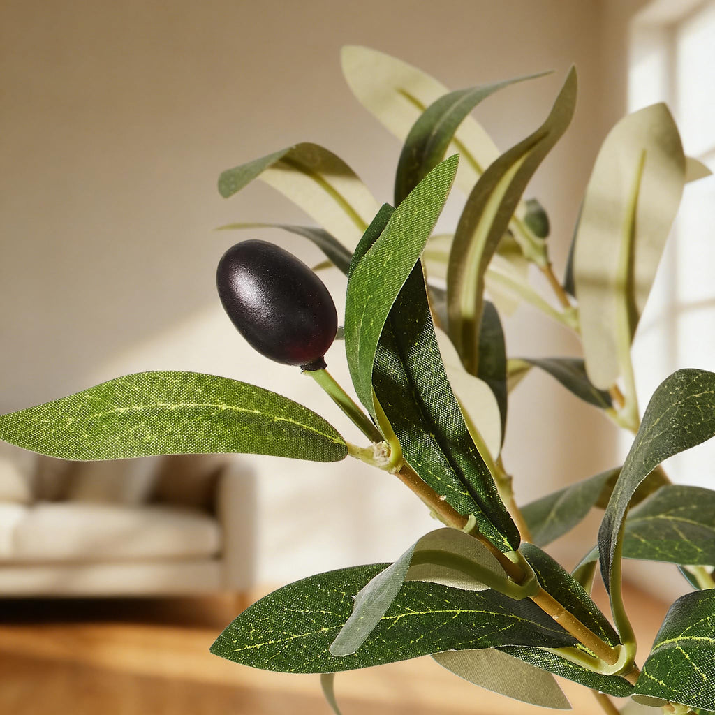 Artificial Olive Tree, 6FT Faux Olive Trees with Lifelike Olive Branches and Fruits, Fake Floor Plants with Pot for