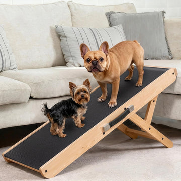 Dog Ramp for Couch - Non-Slip, Sturdy Build Foldable Wooden Dog Ramp - Supports up to 200 lbs - 7 Adjustable Heights