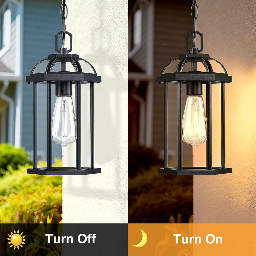 Outdoor Pendant Light,Modern Hanging Porch Light,Black Exterior Pendant Lighting Fixture