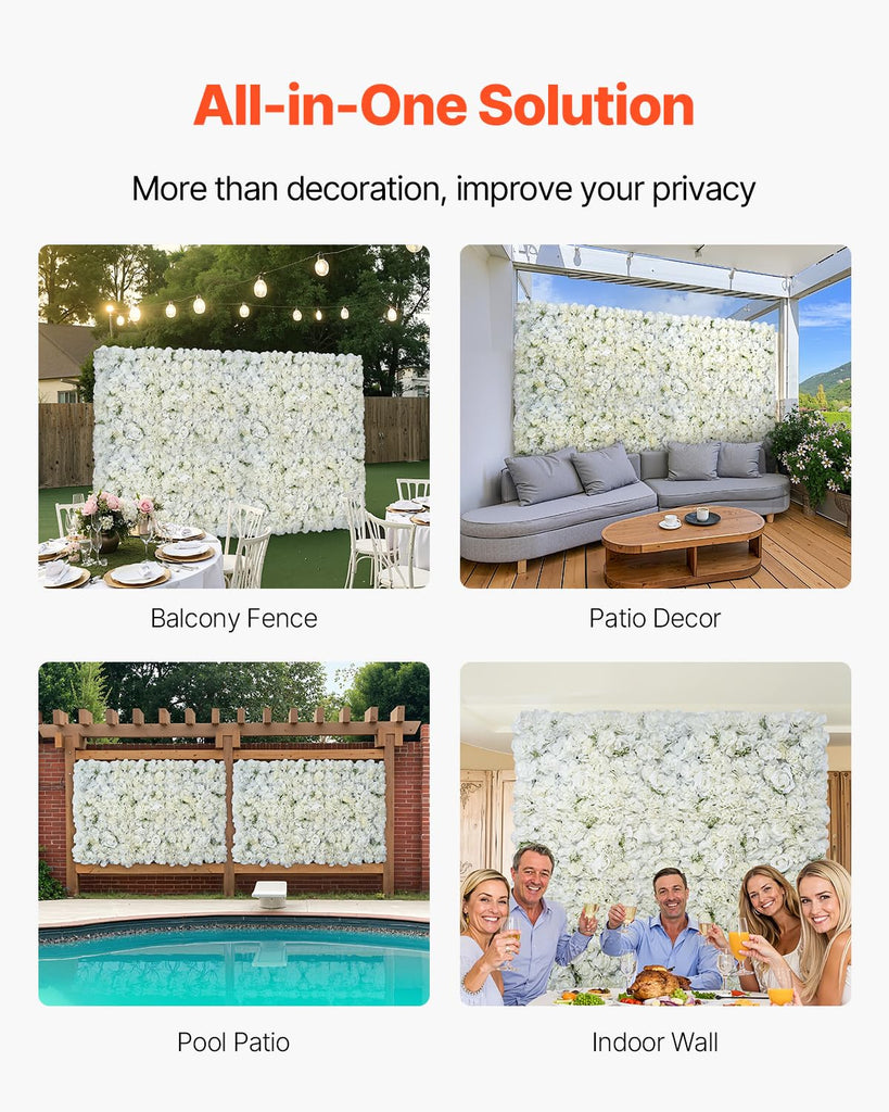 3D Flower Wall Panel, 24 PCS 15 x 15 inch, Artificial Floral Wall Background Mesh Backing Mat, Seamless Design&Easy