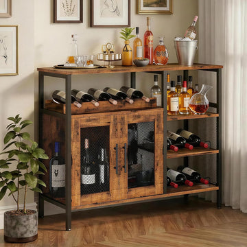Wine Bar Rack Cabinet with Detachable Wine Rack, Coffee Bar Cabinet with Glass Holder, Small Sideboard and Buffet