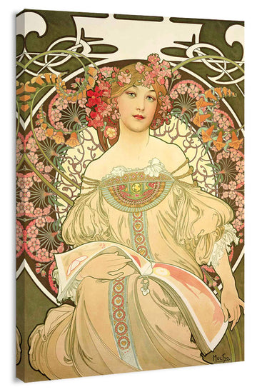 Print Wall Art - Classic Vintage Poster Women with Flowers by Alfons Mucha - 12x18 inches
