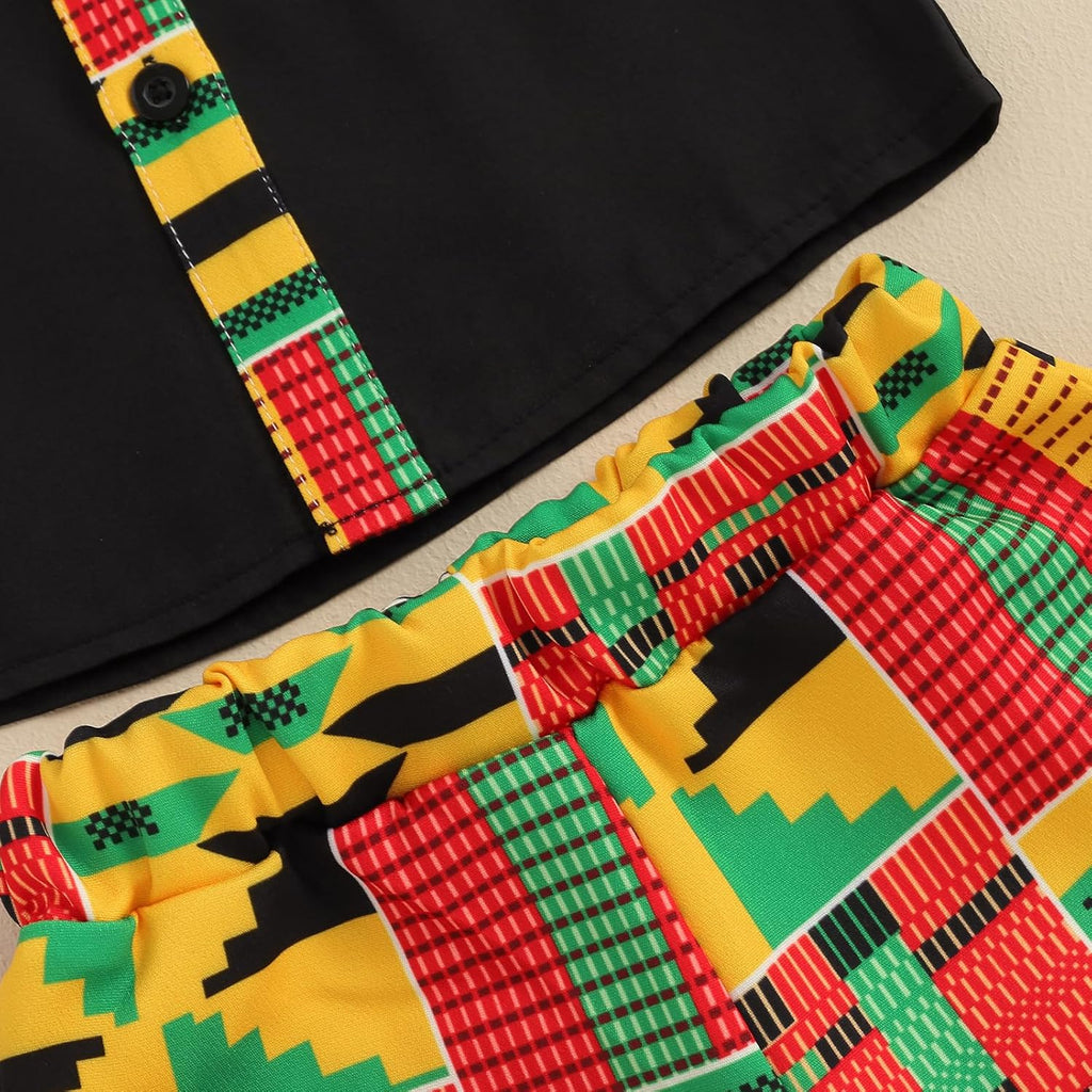 Toddler Baby Boy Summer African Print Kente Dashiki Clothes Outfits T Shirts Shorts Sets