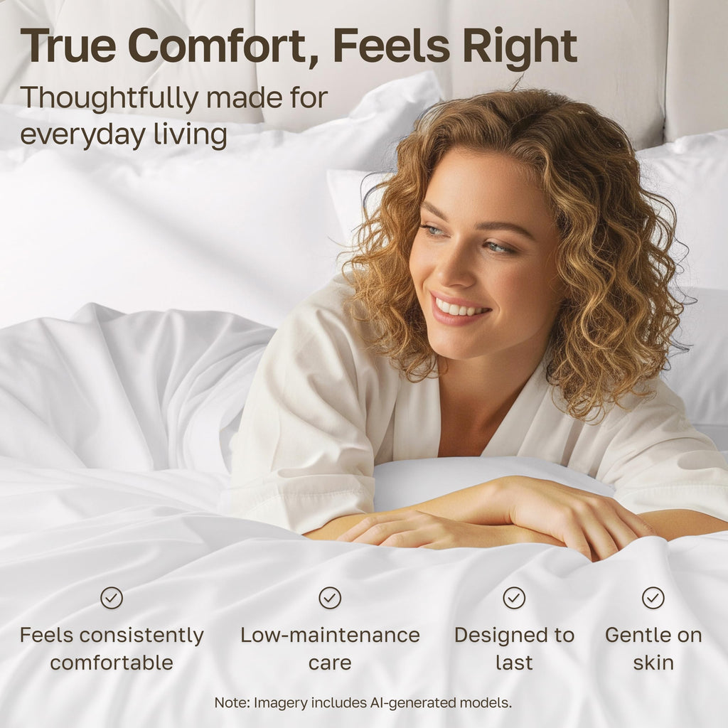 Softest 100% Cotton Sateen Sheets, 4 Pcs, White