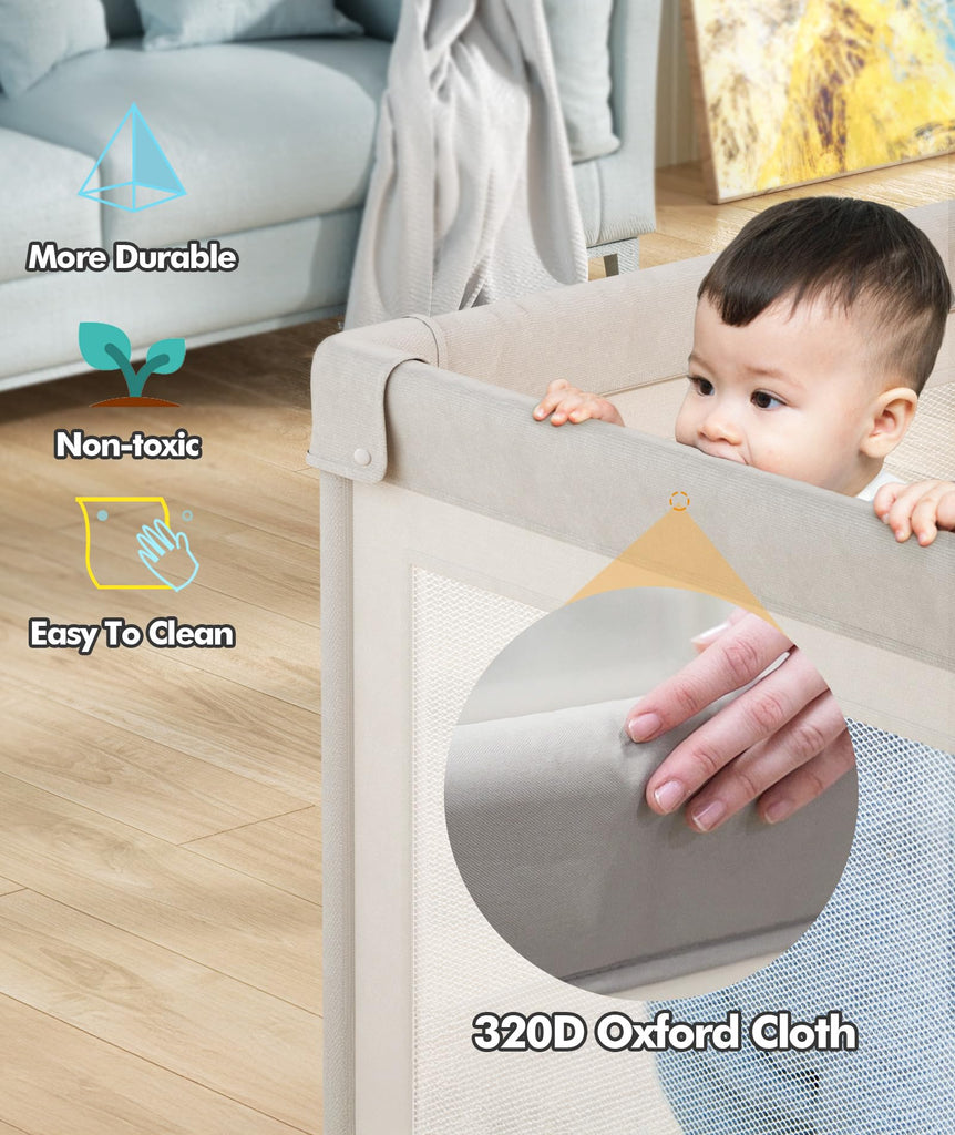 Baby Playpen with Mat, 71x59in Playpen for Babies and Toddlers, Grey