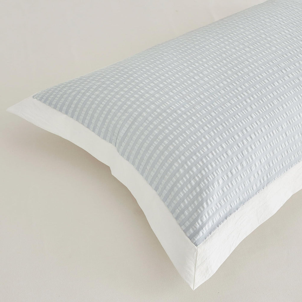 Light Blue Seersucker Duvet Cover 100% Cotton 3 Pieces Set