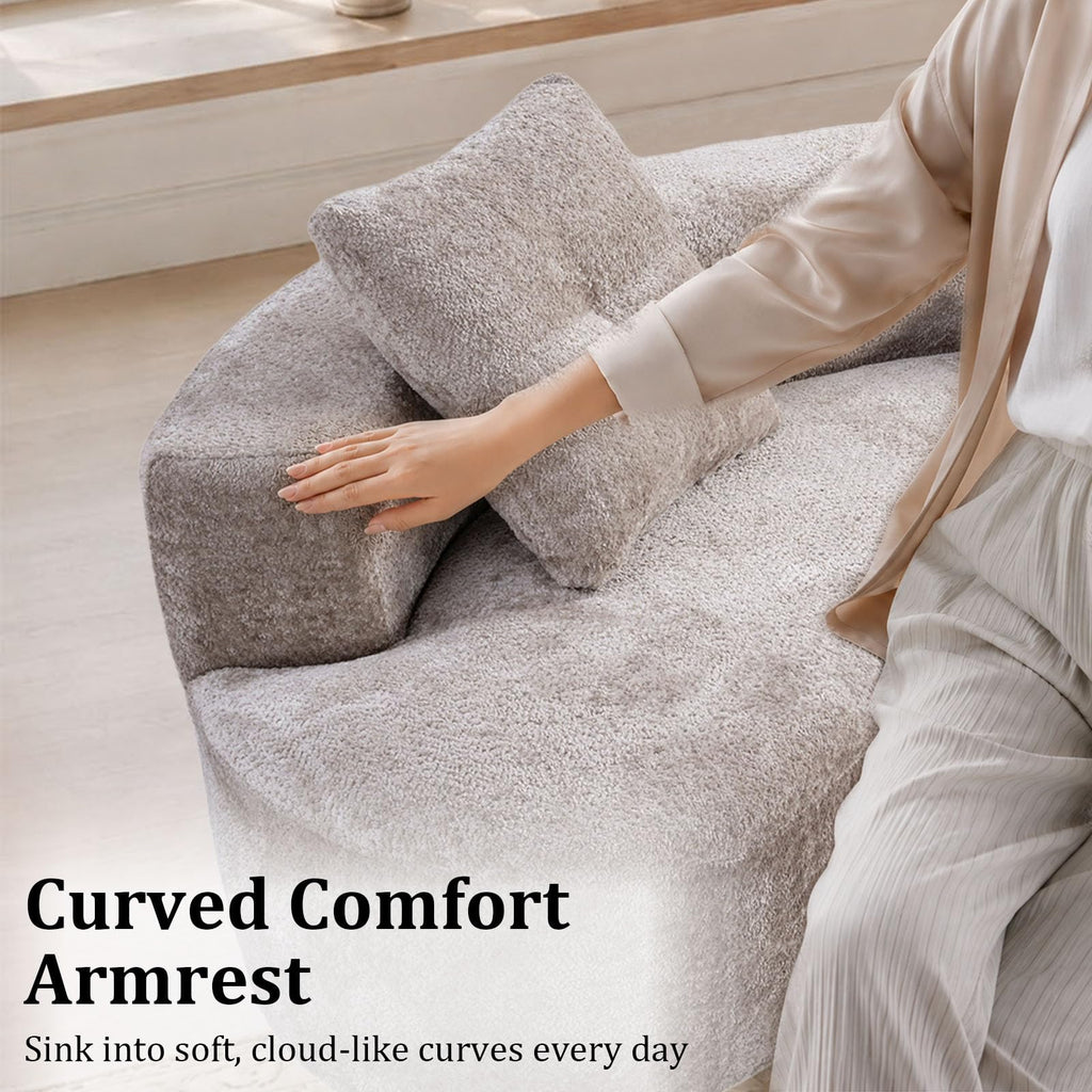 80" Curved, Small Loveseat Curved Couch (Camel)