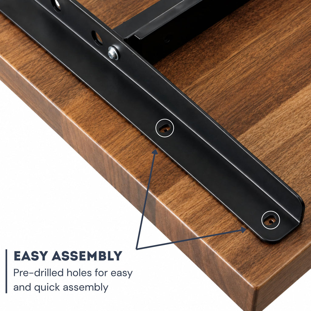 Walnut Solid Wood Standing Desk with Natural Live Edge, W60 x D27