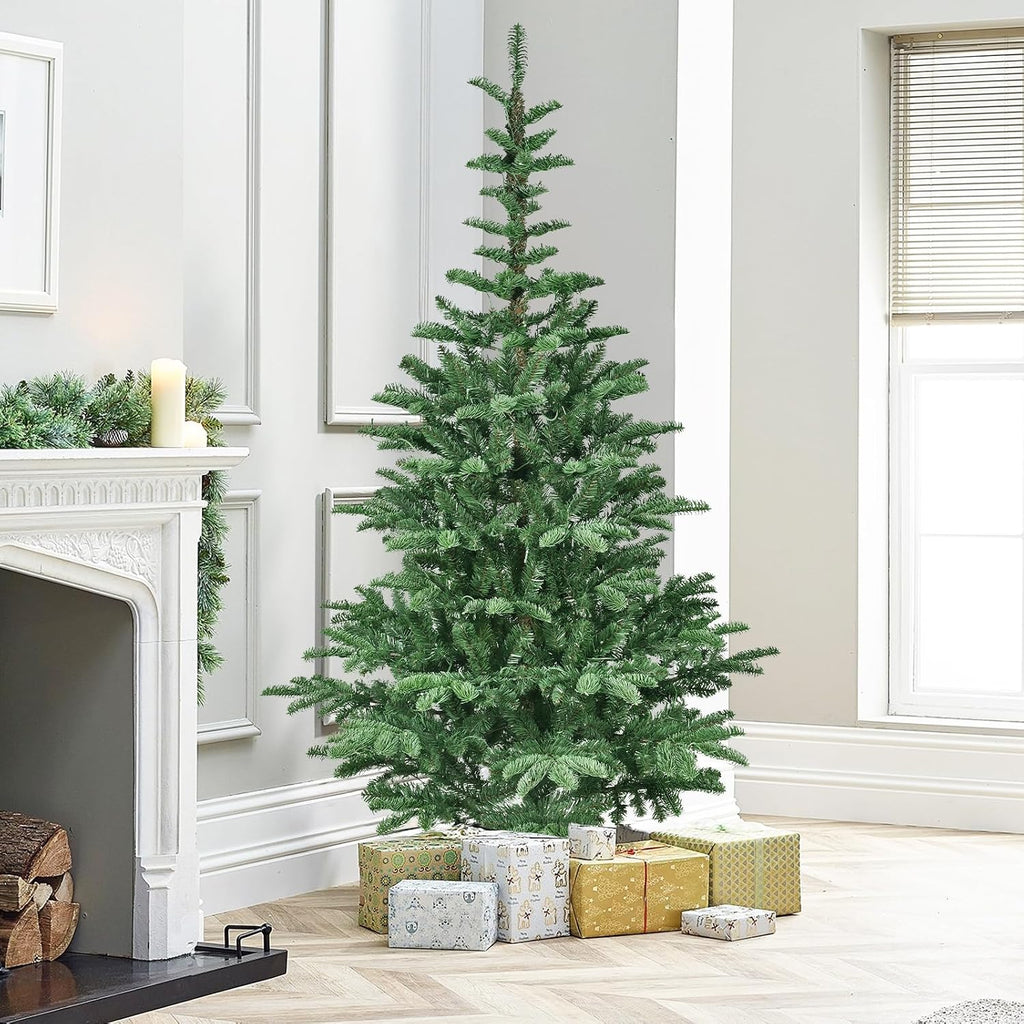 Prelit Artificial Christmas Tree, PE & PVC Pre Lit Hinged Xmas Tree with 500 Warm White Lights & 1307 Branch