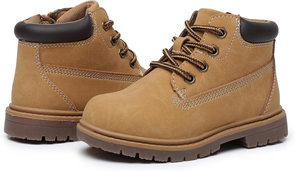 Toddler Boys Boots Brown Work Fall Boots with Side Zipper
