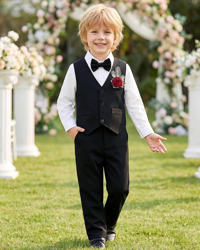 Toddler Boy Suit 5PCS Dress Clothes Formal Wedding Outfit Set