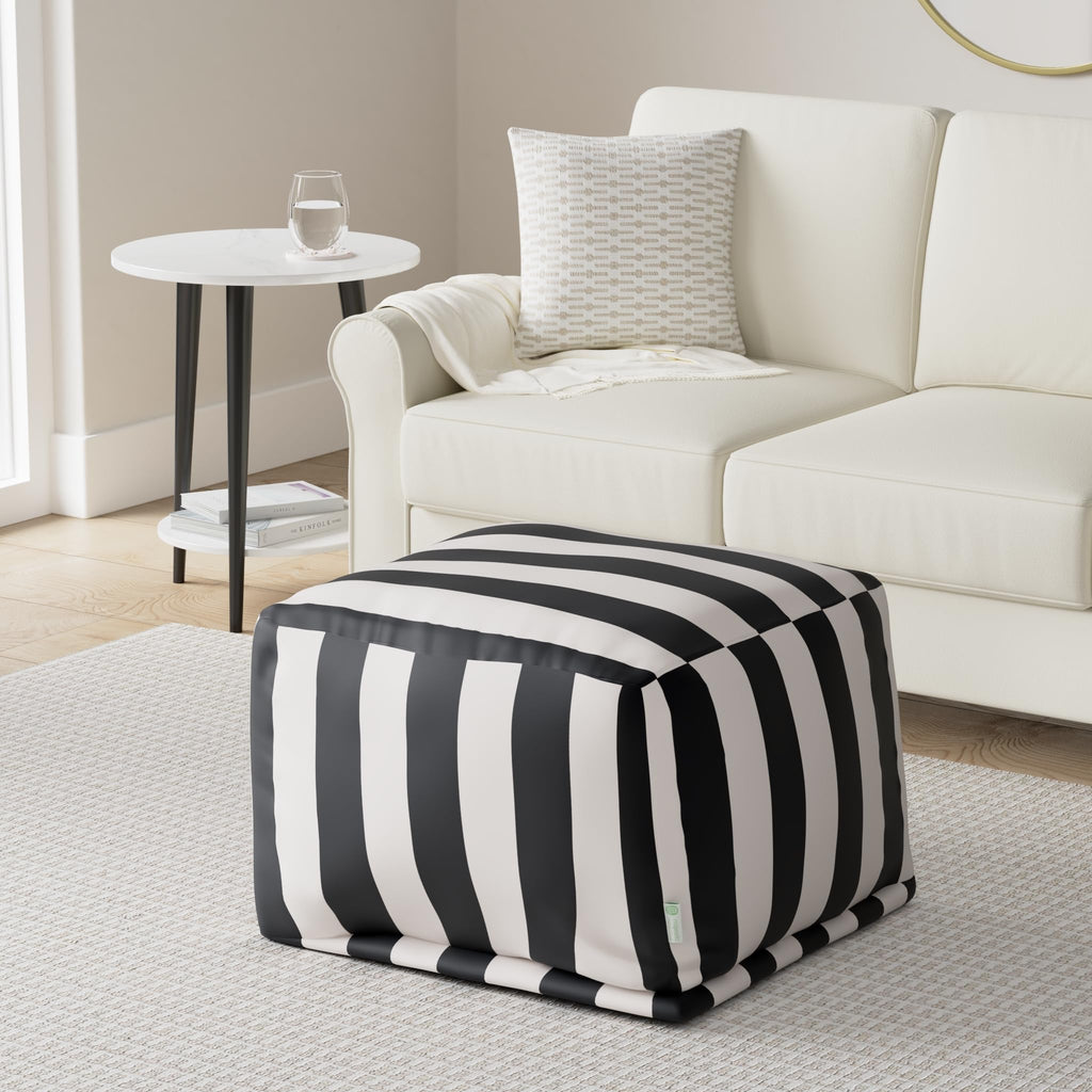 Goods Vertical Stripe-Black ottoman, pouf, cube, Large