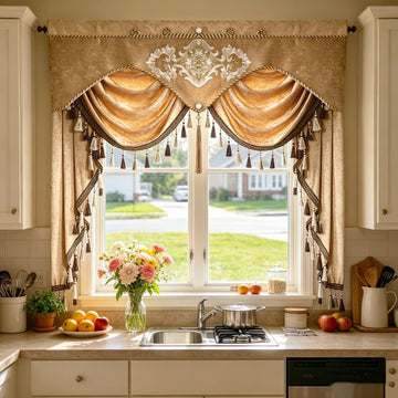 1pc W59 Inch Chenille Swag Waterfall Curtain Valance with Tassel