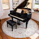 Kalen Round Rug 8ft Area Rug Washable Vintage Indoor Retro Accent Floor Cover Distressed Floral 8' R