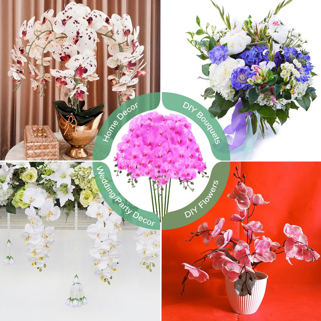 Artificial Orchid Flowers 9 Large 37" 6Pcs Lilac