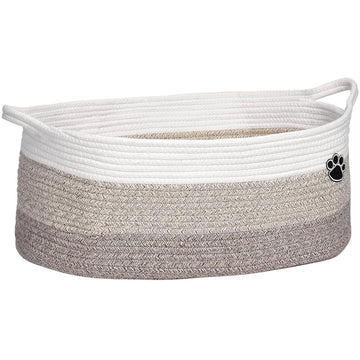 Dog Toy Basket, 30L Toy Box and Bin for Dog Cat Storage, 19.7" X 11" X 7.9" Large Woven Rope Basket for Blanket