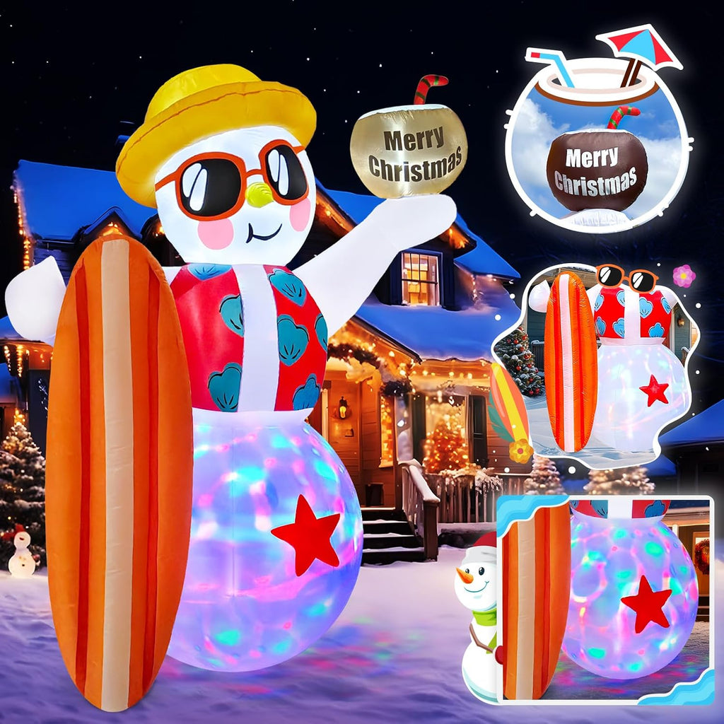 8 FT Funny Christmas Inflatables Snowman Beach Christmas Decorations