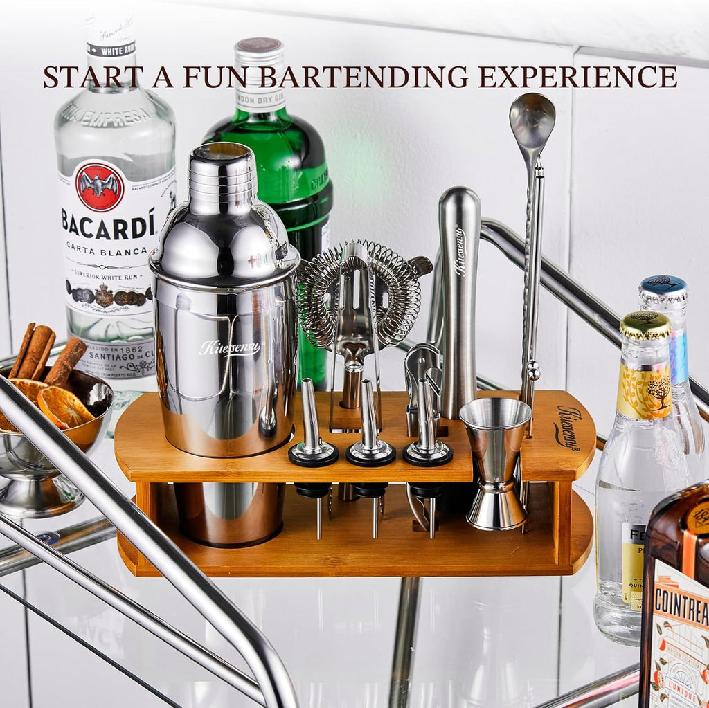Cocktail Shaker Set Bartender Kit with Stand | Bar Set Drink Mixer Set with All Essential Accessory Tools: Martini