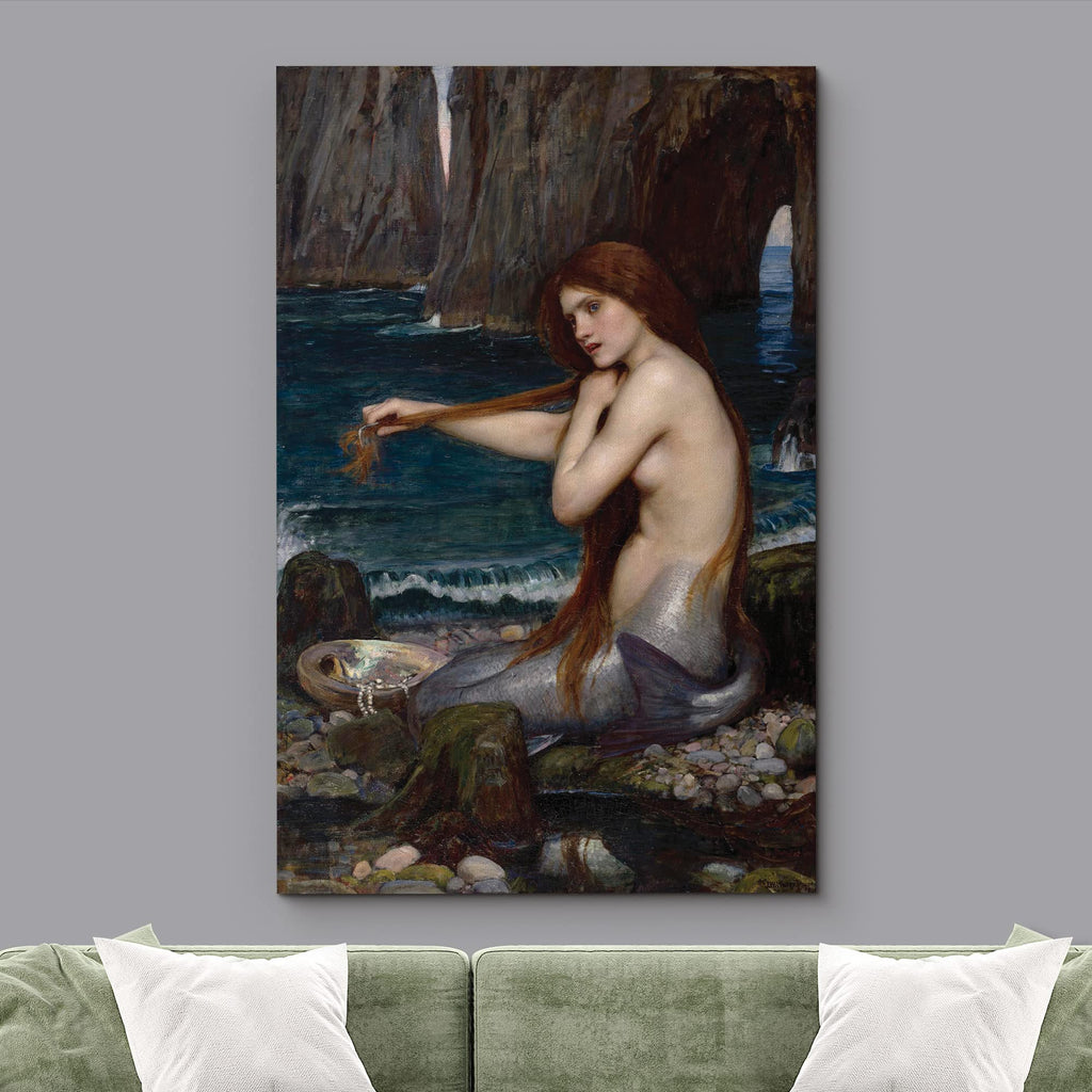 Canvas Print Wall Art A Mermaid by John Williams Waterhouse Fantasy & Sci-Fi Ocean Illustrations Modern Art