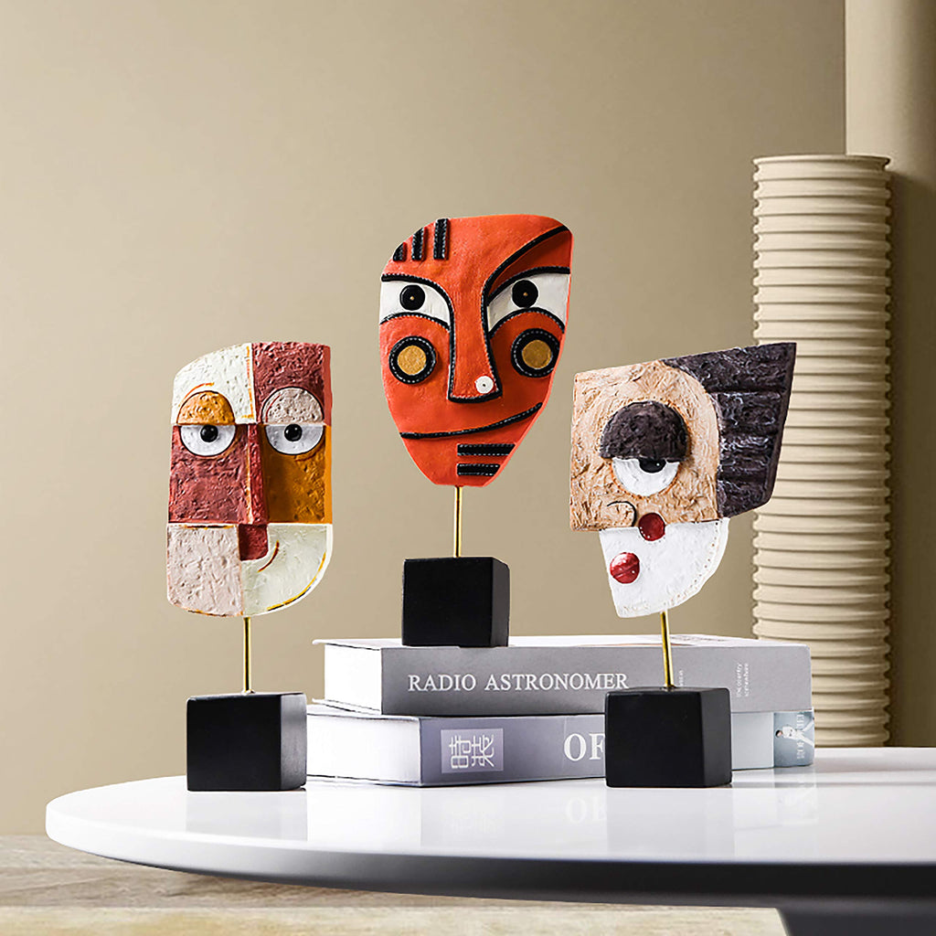 Wink - Handcrafted Statues Resin Abstract Sculpture Decor Modern, African Art Tribal Figurines Decorations Items