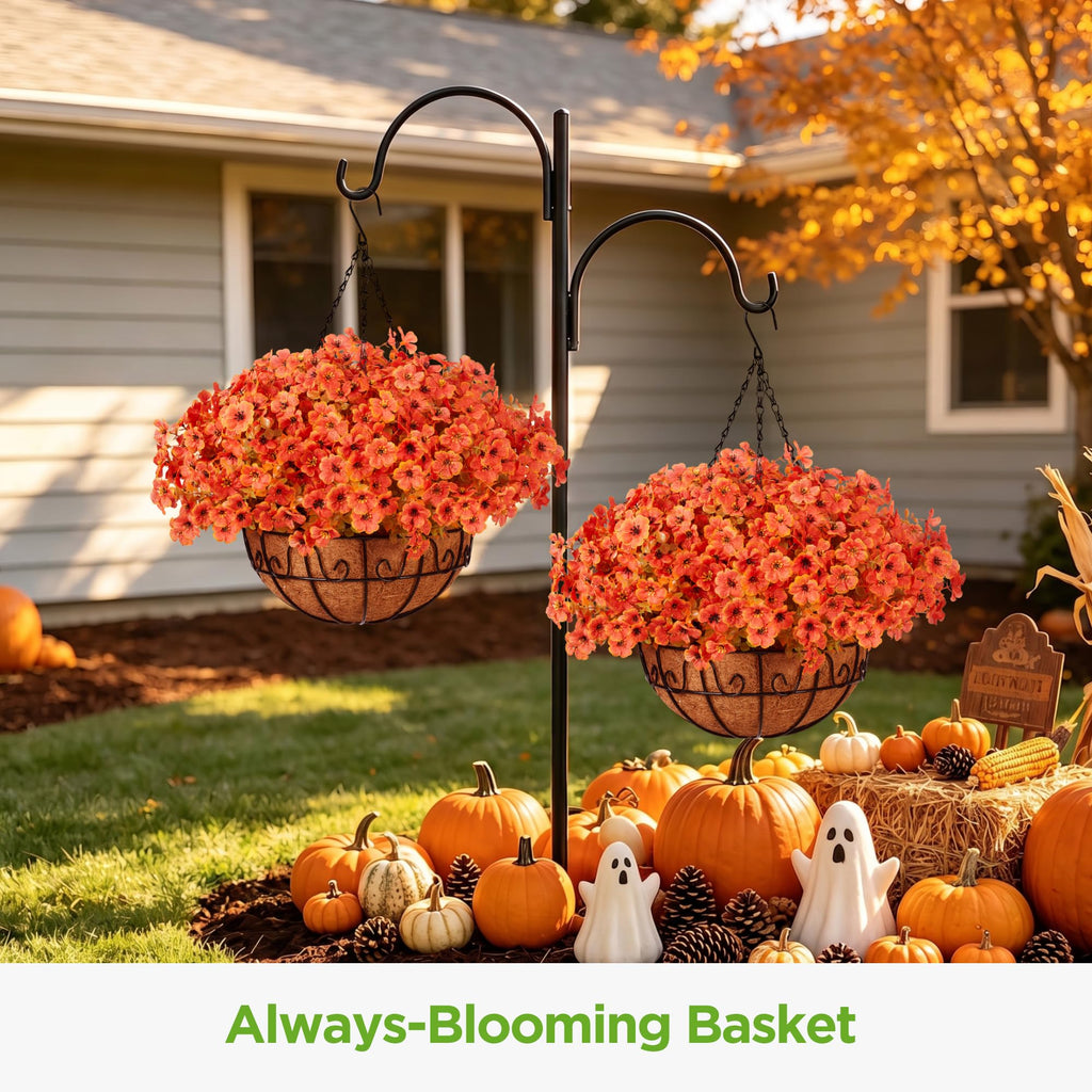 Artificial Hanging Flowers for Outdoors Baskets Fall Decor, Orange