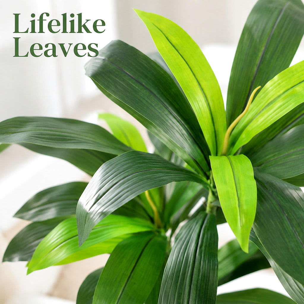 4FT Artificial Dracaena Tree with White Pot, Tall Fake Plants Indoor