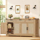 61” Large Buffet Cabinet with Storage, Sideboard Cabinet with 4 Doors and 3 Drawers, Farmhouse Buffet Table