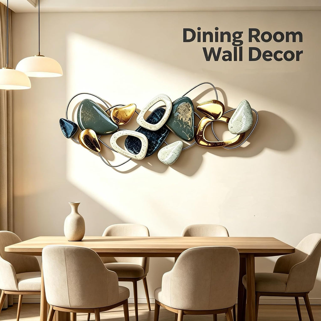 Large Metal Wall Art Decor, 3D Abstract Stone-inspired Handcrafted Modern Wall Sculptures, Entryway 59" x 24"