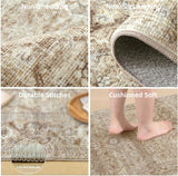 9x12 Area Rug Living Room: Washable Rug Non Slip Low Pile Soft Faux Wool Non Shedding Distressed Vin