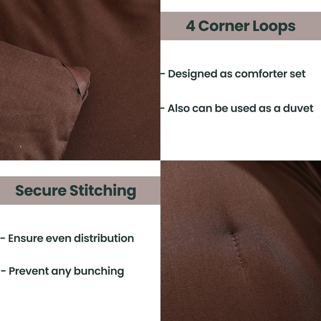 Paxrac Earthy Brown Comforter Queen, Neutral 3 Pieces Comforter Set, Lightweight Solid Bedding Set