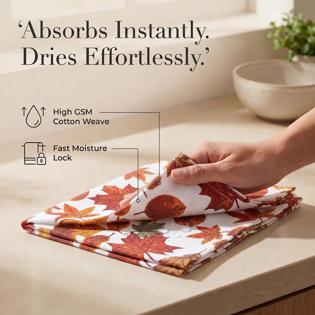 Cloth Napkins Cotton 20x20 (Set of 12) Harvest Leaf Print