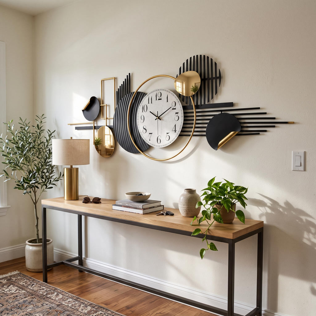 60" Large Modern Wall Clock, 3D Metal Wall Art