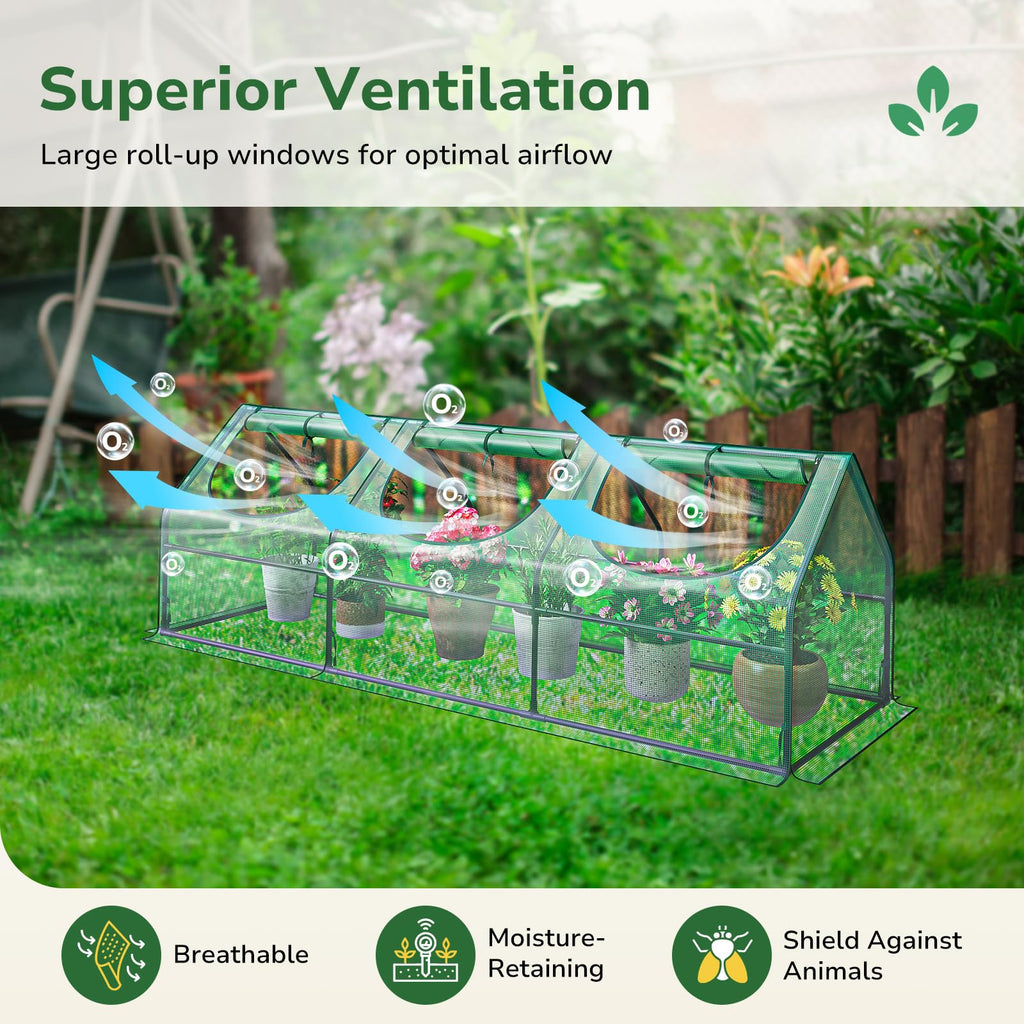 3X3X9 Small Greenhouse, Durable PE, Waterproof & UV Protected