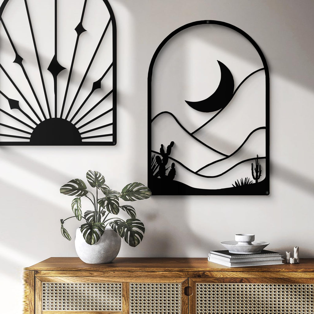 4 Pack Black Abstract Metal Wall Art, Minimalist Décor Single Line Art Wall Décor, 3D Textured Metal Wall