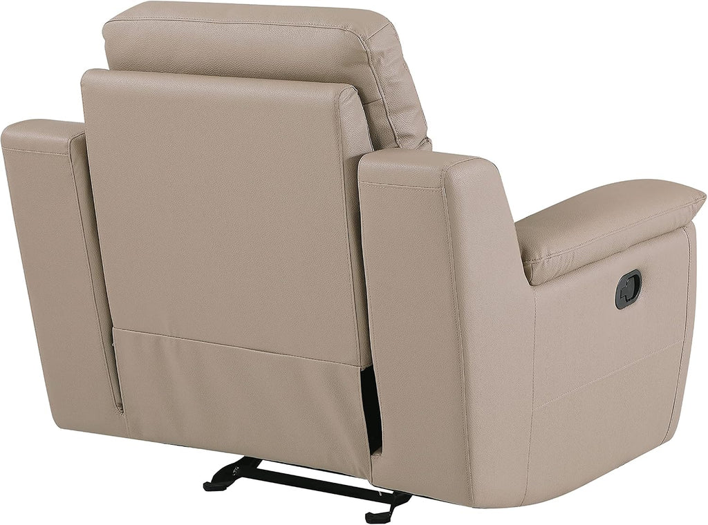 Walker Leather Match Upholstered Reclining Living Room Chair, Hazel Wood