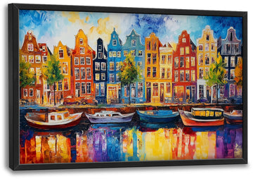 Amsterdam Wall, Netherlands Sailboat Cityscape Pictures Wall Decor, Landscape Canvas Prints Painting, City Framed