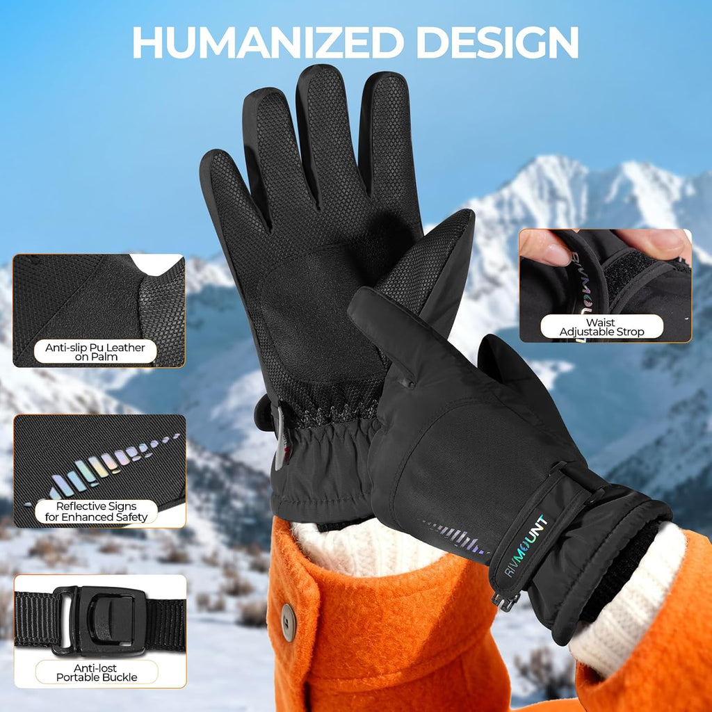 Kids Winter Gloves Ski Touchscreen Waterproof Warm for Boys Girls