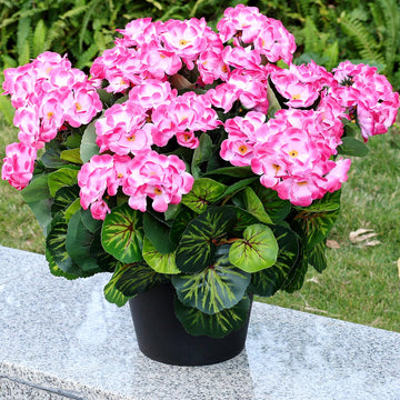 2 Pcs Pre-Potted Artificial Flowers for Outdoor - Pink