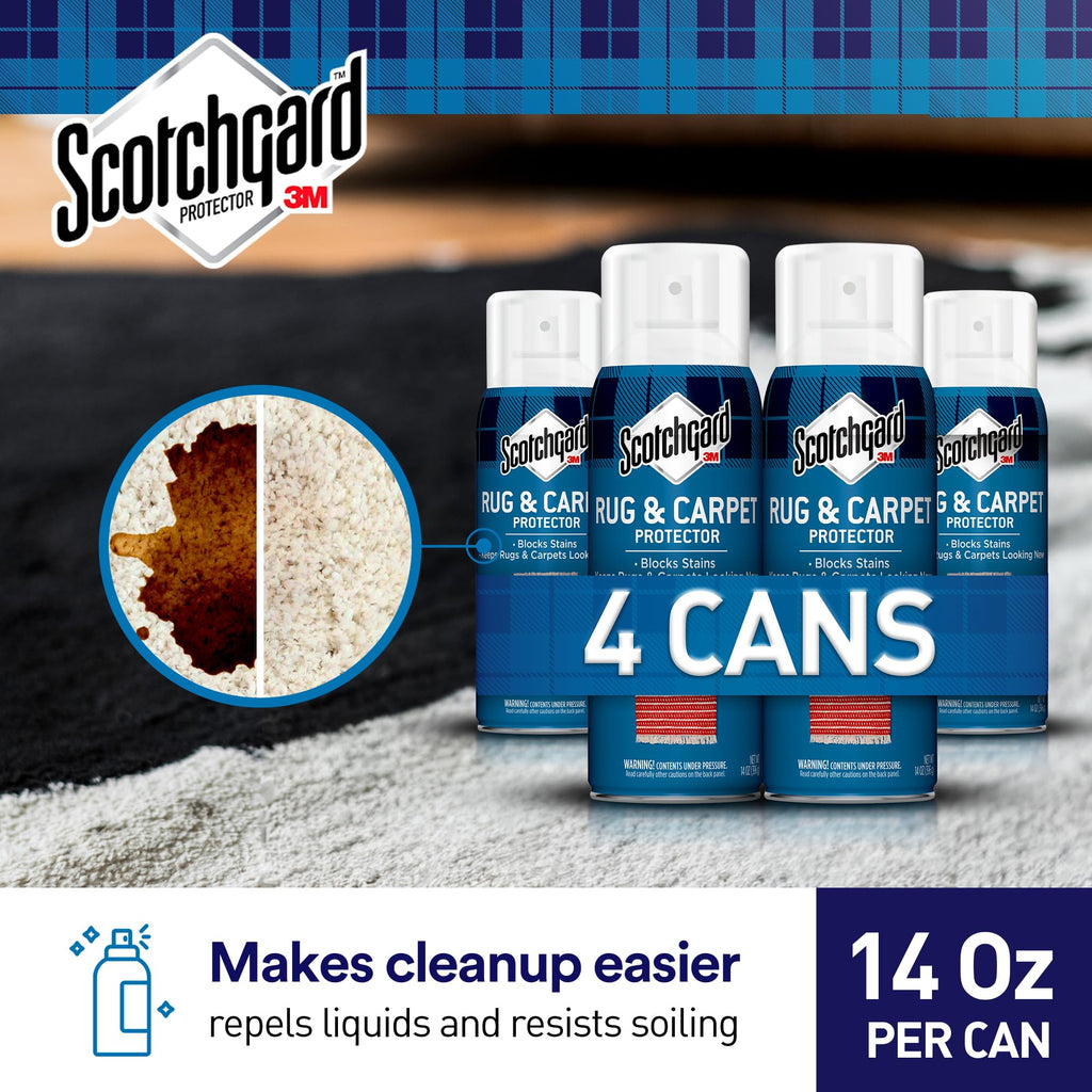 Rug & Carpet Protector Spray, 14 oz (Pack of 4) - Blocks Stains & Resists Soiling, Fabric Stain Protector for Carpets