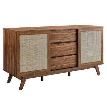 Soma 59" Rattan High TV Stand Sideboard in Walnut