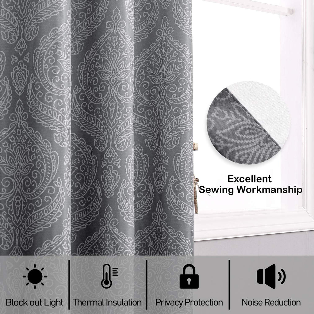 Ombre Blackout Curtains 52 x 84 inch, 2 Panel Set, Grey