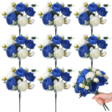 8 Pack Artificial Peony Faux Silk Bouquet Wedding Home Table Decor Reusable Bouquet of Rose Flower for Birthday