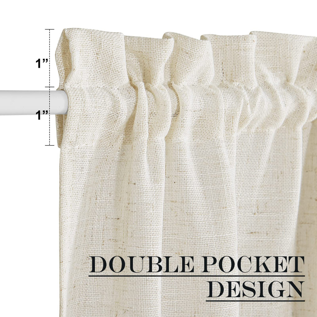 Linen Small Window Curtains for Classroom Kitchen Cafe